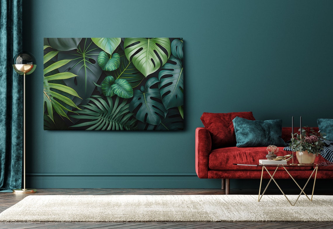 Lush Green Tropical Monstera Leaves Dense Jungle Botanical Poster - Image 2