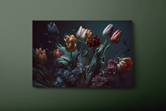 Tulip Flowers, Colorful 3D Floral Wall Art Print