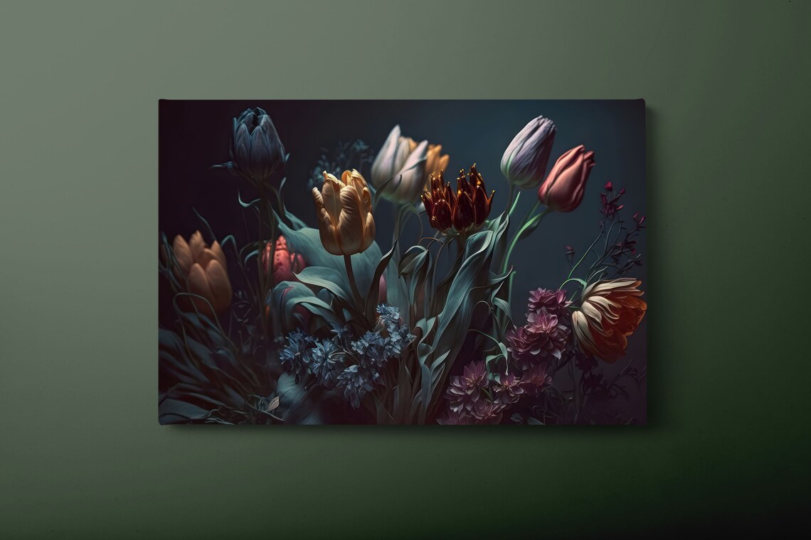 Tulip Flowers, Colorful 3D Floral Wall Art Print