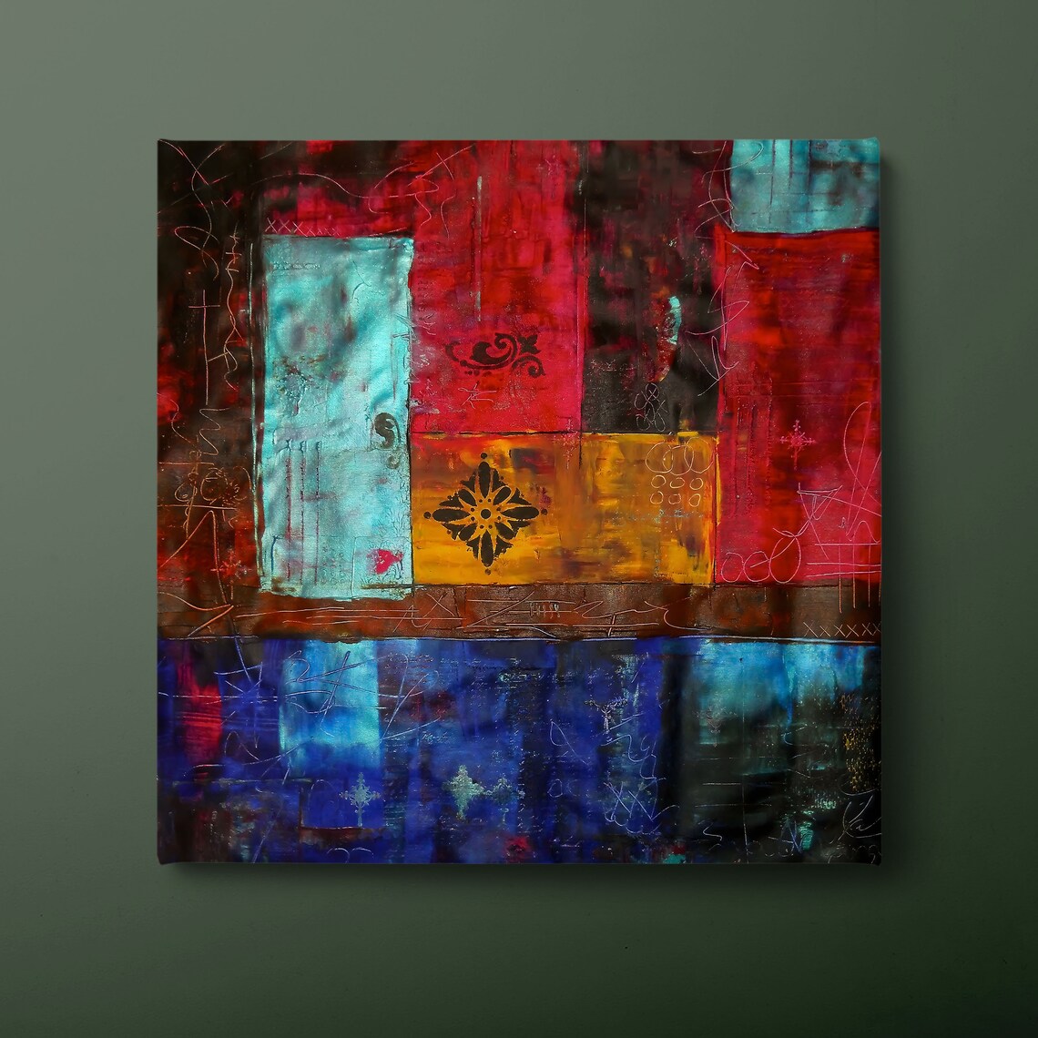 Patchwork Bohemian Abstract Painting