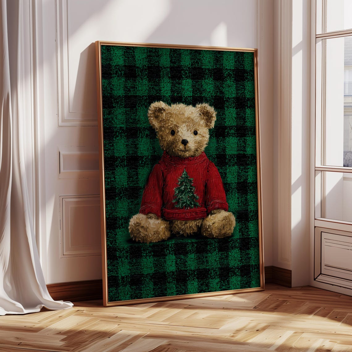 Christmas Bear Art Print, Holiday Decor