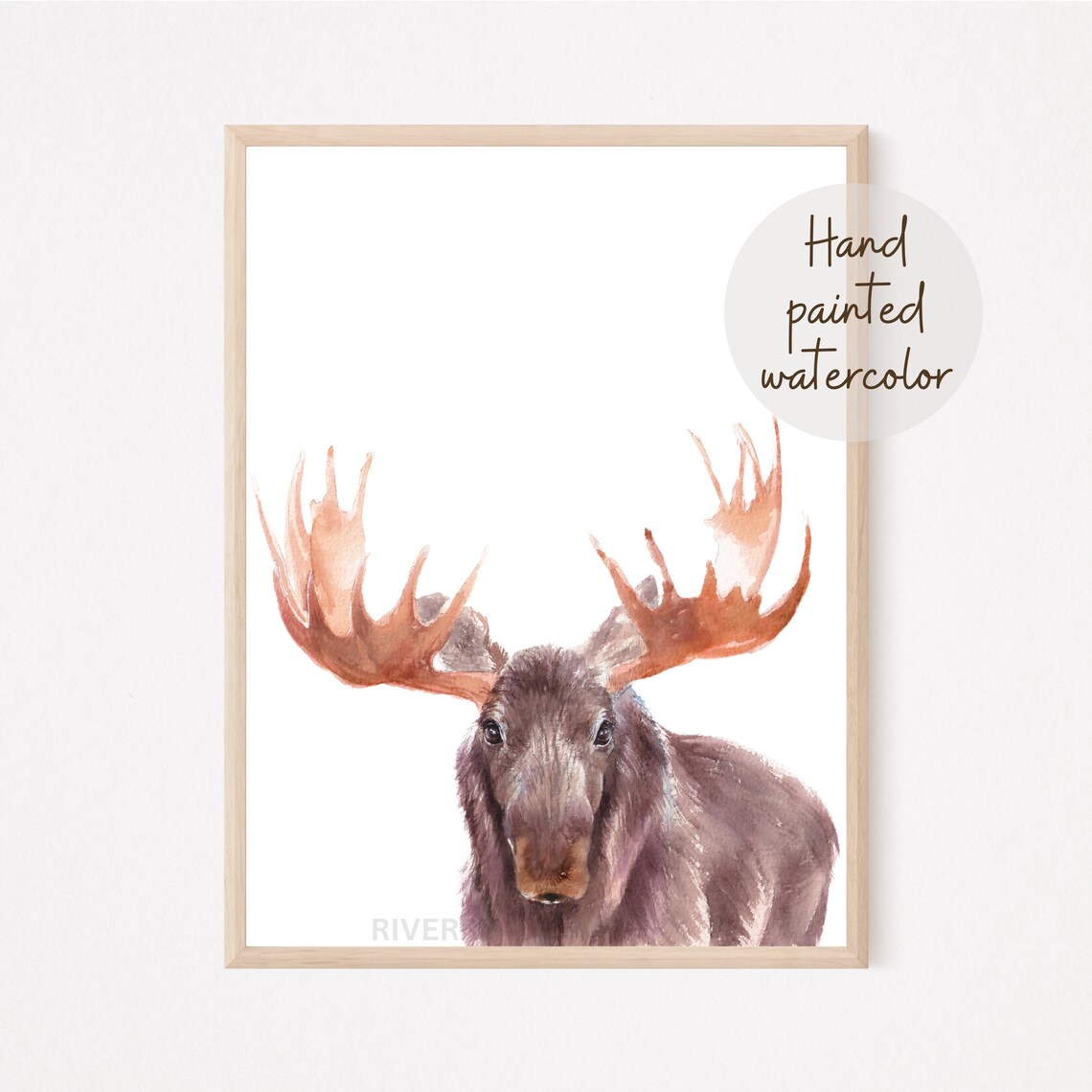 Moose Watercolor Nursery Art Print, Safari Decor