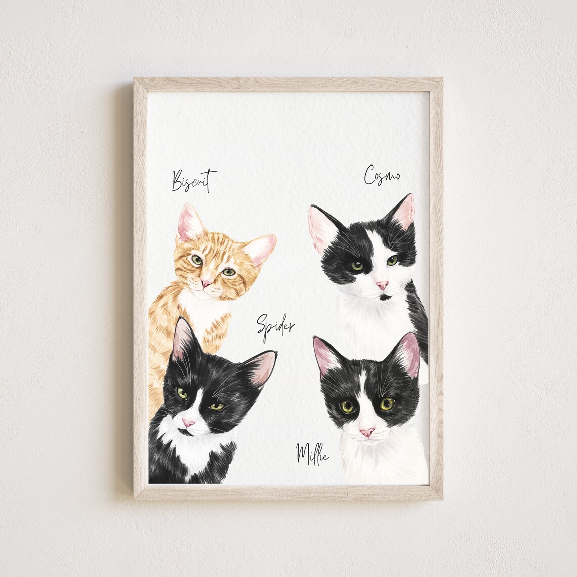 Custom Watercolor Cat Portrait, Pet Art Print
