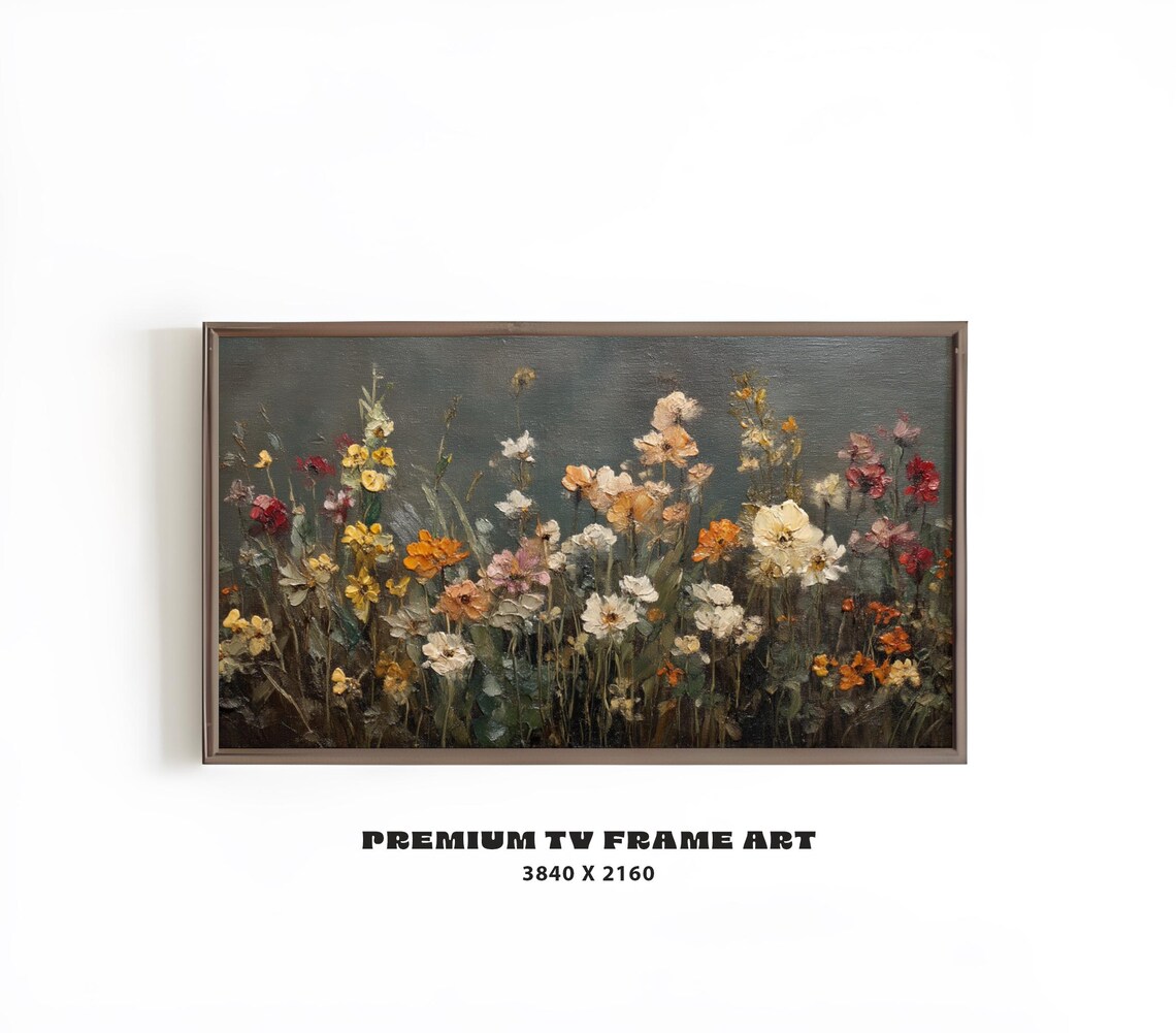 Moody Wildflowers Summer Art Print, Modern Floral