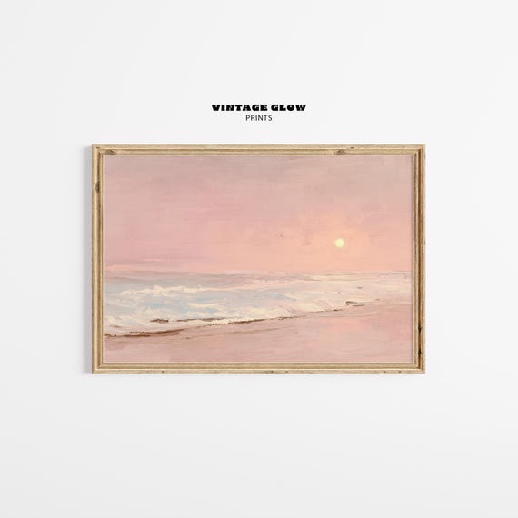 Ocean Sunrise Coastal Wall Art Print, Neutral Tropical