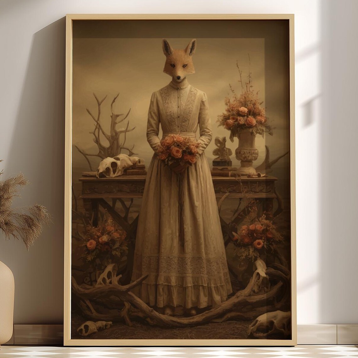 The Fox Bride Gothic Victorian Fox Lady Dark Woodland Poster