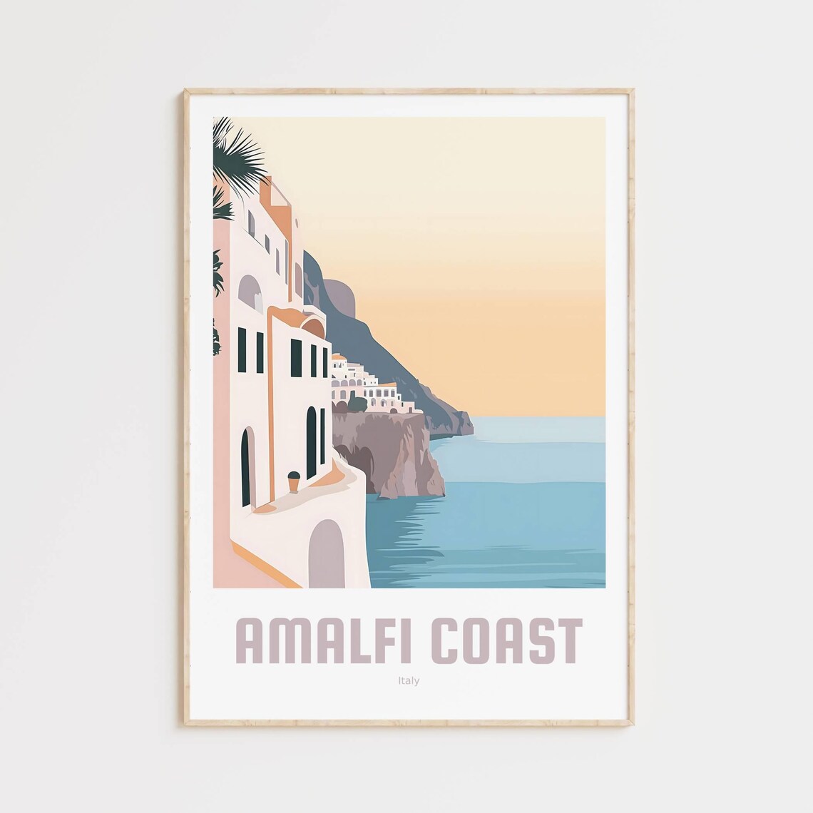 Amalfi Coast Italy Cliffside Village Sea View Scene Travel Poster