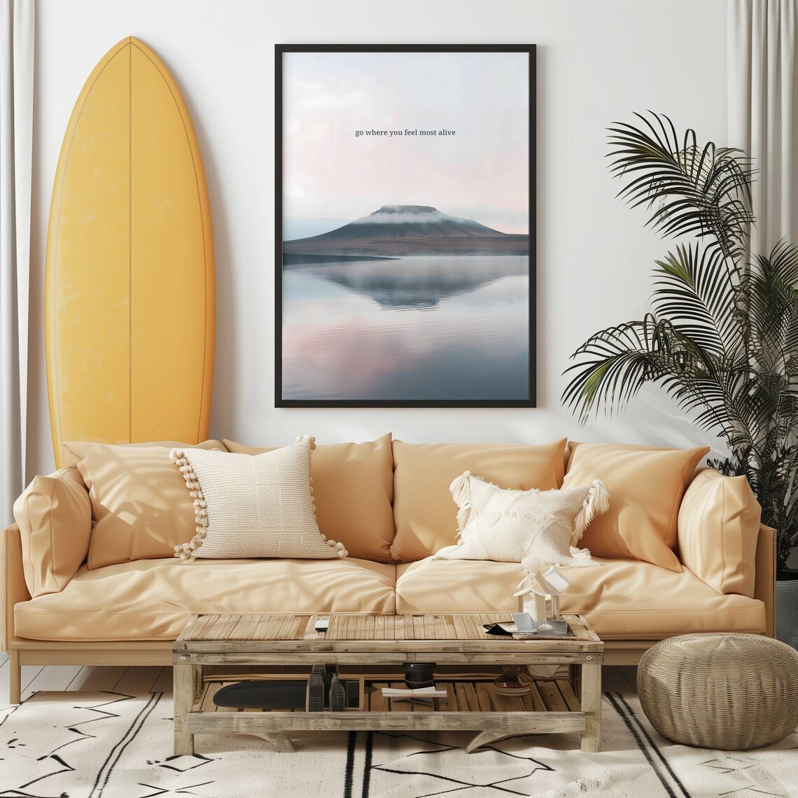 Go Where You Feel Most Alive Misty Morning Lake Quote Photo Poster - Image 3