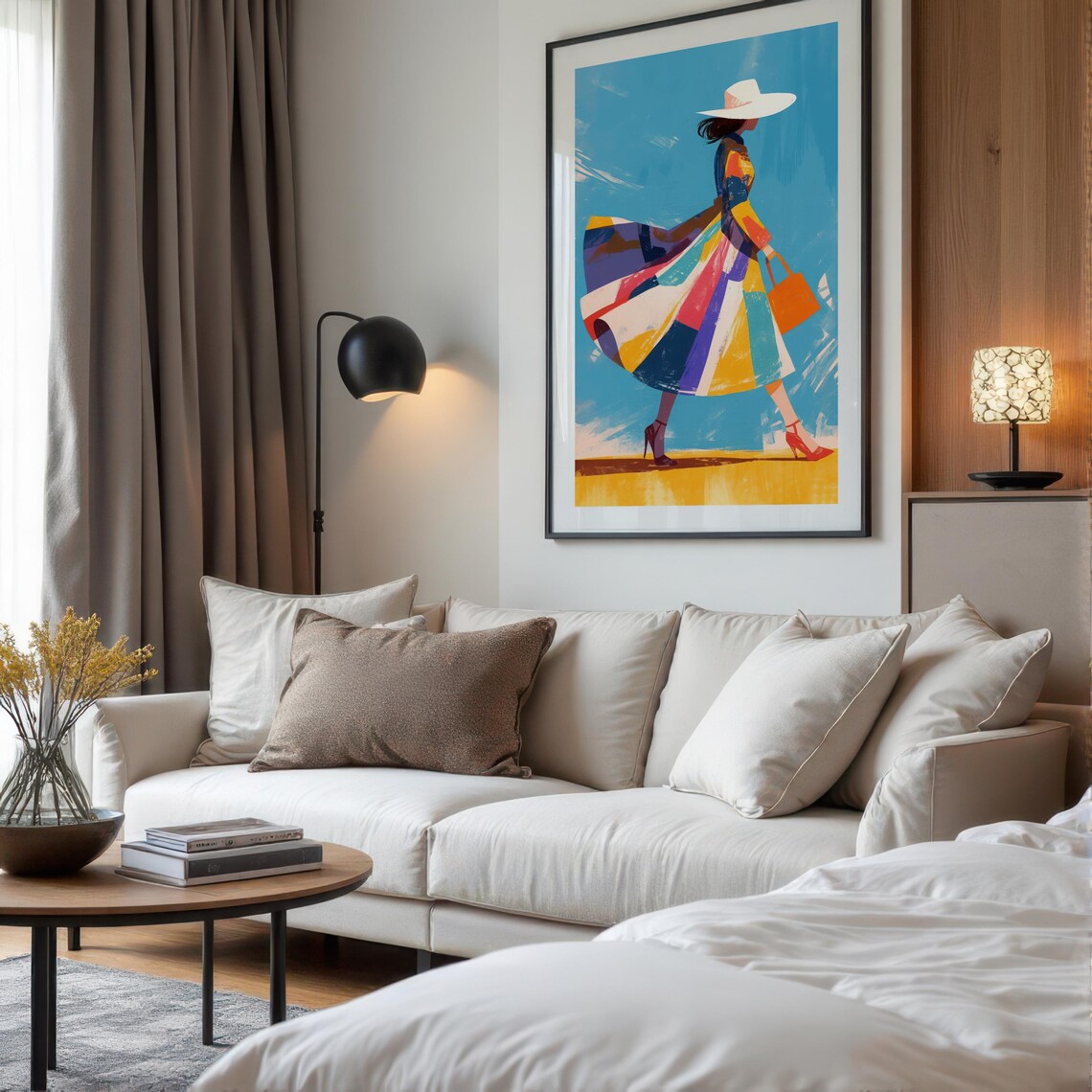 Abstract Figure Illustration Walking Lady, Modern Decor - Image 2