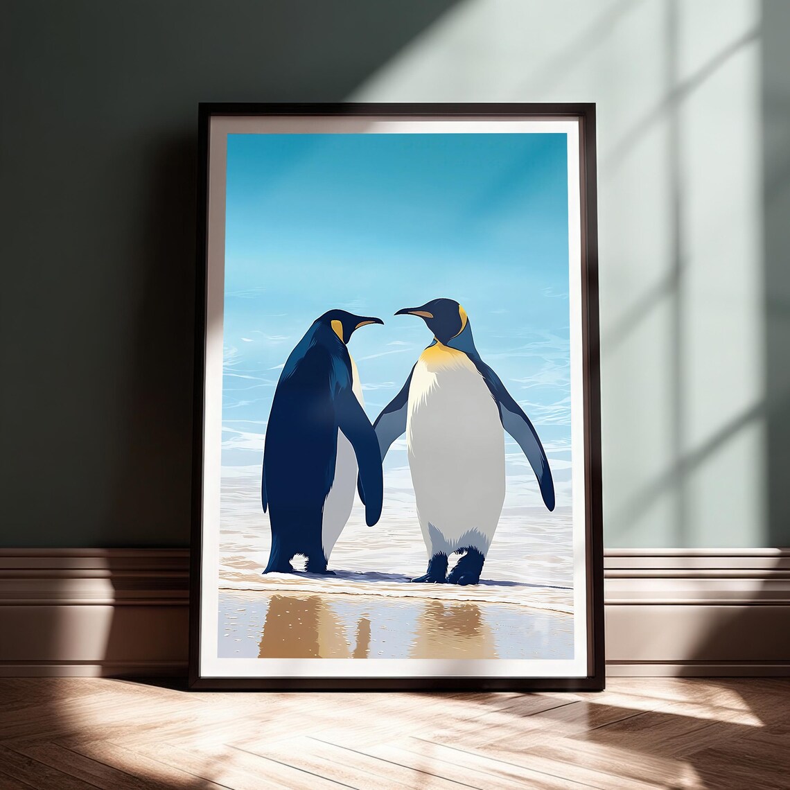 Emperor Penguin Illustration, Coastal Animal Art Print