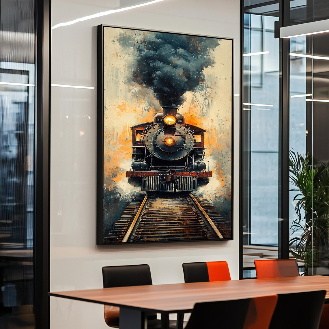 Vintage Steam Locomotive Front View Train Number 310 Art Poster