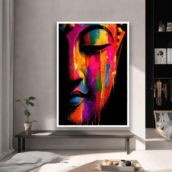 Colorful Buddha Art Canvas Wall Decor