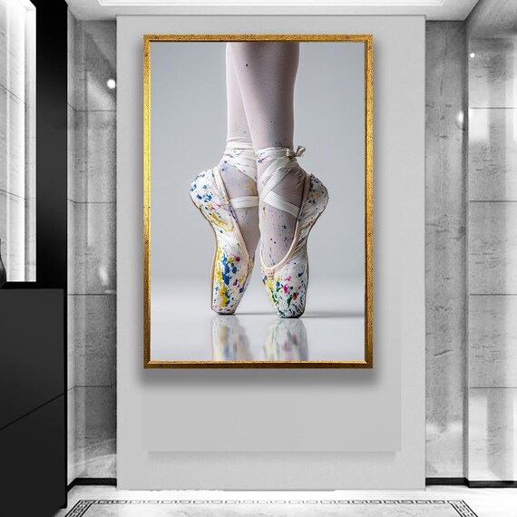 Ballerina Pointe Shoes Splattered with Colorful Paint Artistic Photo Poster