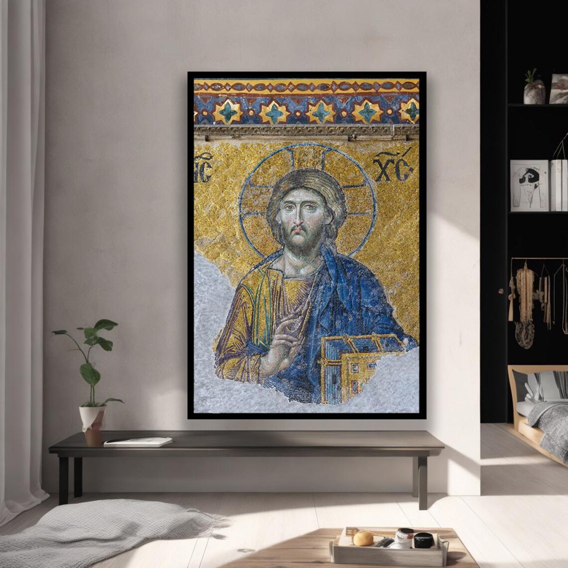 Christ Pantocrator Byzantine Mosaic Hagia Sophia Religious Icon Art Poster