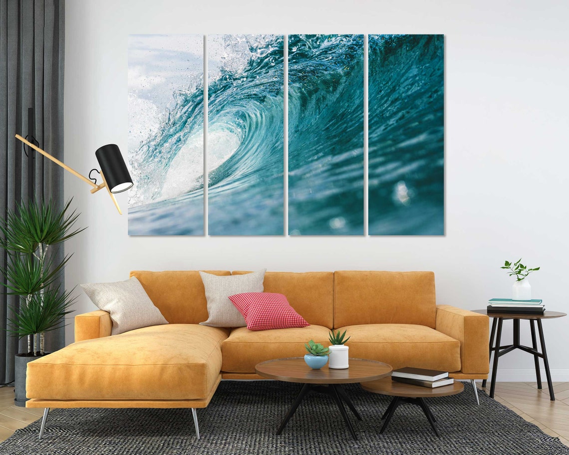 Turquoise Ocean Wave Curling Barrel Surf Seascape Blue Art Poster - Image 5