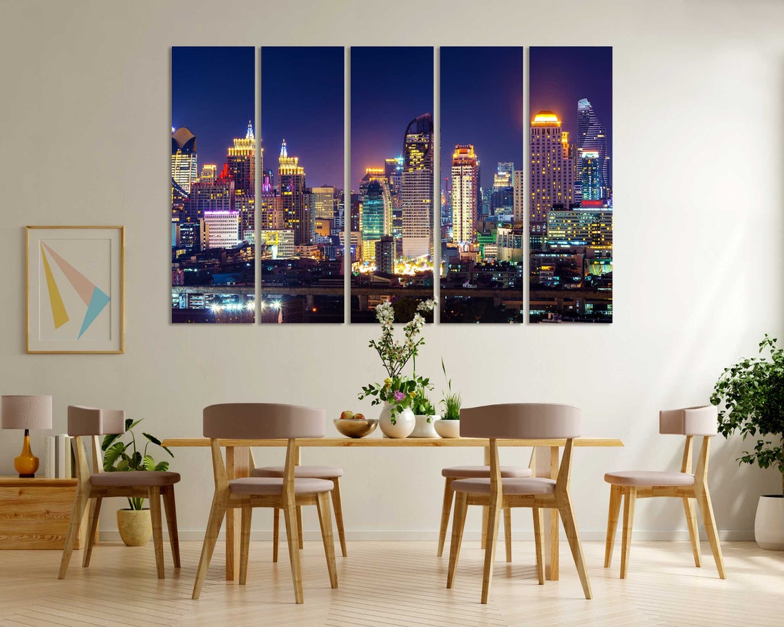 Bangkok Thailand Skyline Night Golden Tower Lights Cityscape Poster - Image 5