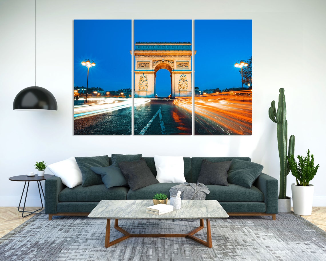 Arc De Triomphe Paris France At Night With Light Trails Poster - Image 2
