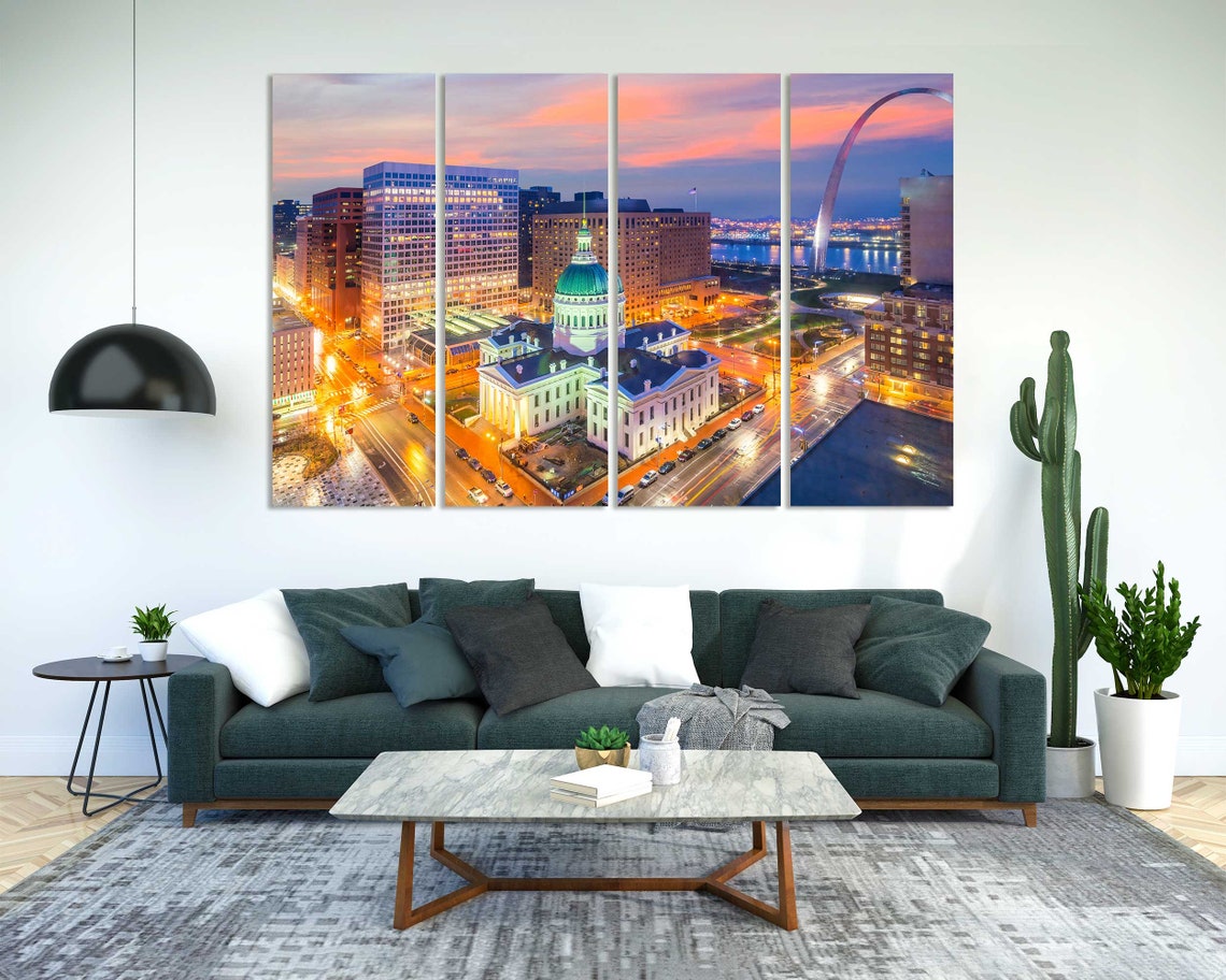 Saint Louis Missouri Downtown Dusk with Gateway Arch Skyline Poster - Image 2