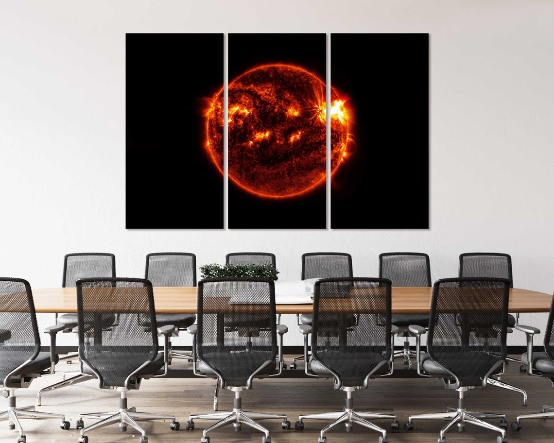 Fiery Sun Close Up Burning Orange Surface in Outer Space Art Print - Image 4