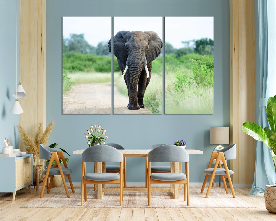 African Elephant Walking Savannah Path Majestic Wildlife Poster - Image 3