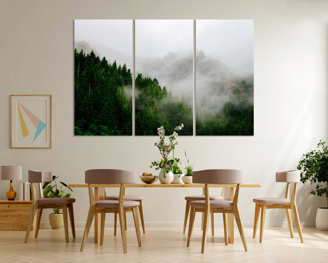 Misty Green Conifer Forest Mountain Fog Moody Nature Travel Poster - Image 6