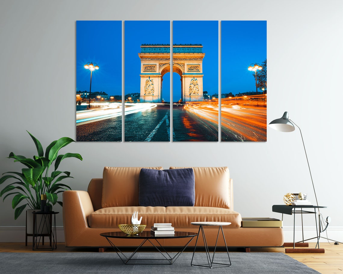 Arc De Triomphe Paris France At Night With Light Trails Poster - Image 8