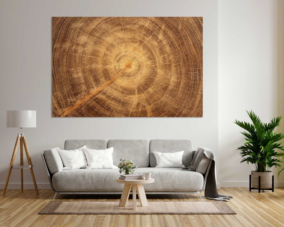 Tree Trunk Cross Section Growth Rings Rustic Wood Texture Wall Poster