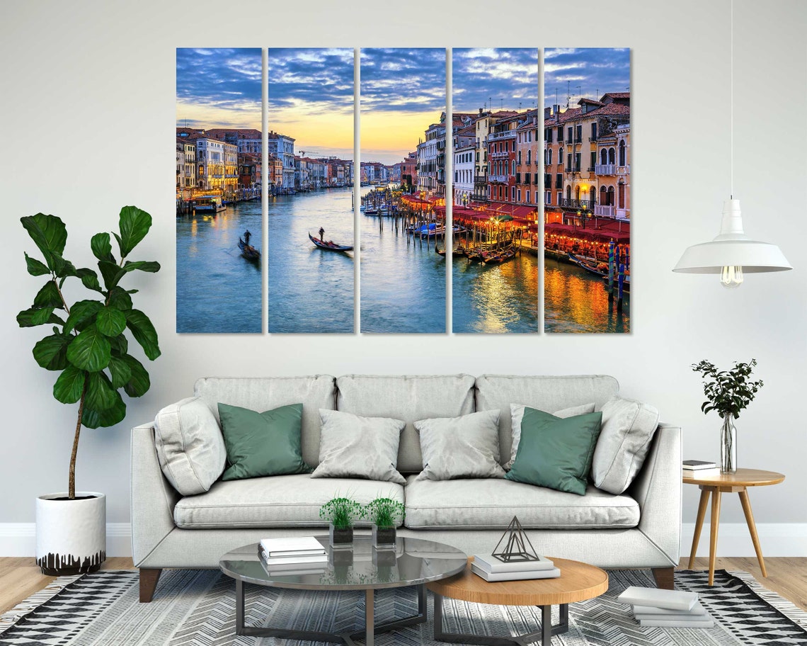 Venice Grand Canal Gondolas Sunset Colorful Waterfront Italy Poster - Image 7