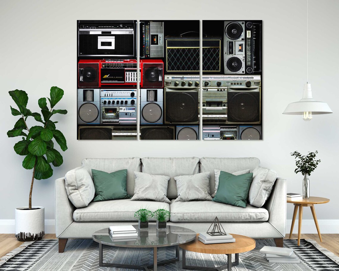 Vintage Boombox Collage Retro Cassette Radios Hip Hop Music Wall Poster - Image 7