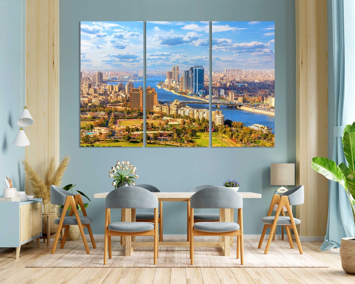 Cairo Egypt Cityscape With Nile River Panoramic View Sunny Day Poster - Image 3