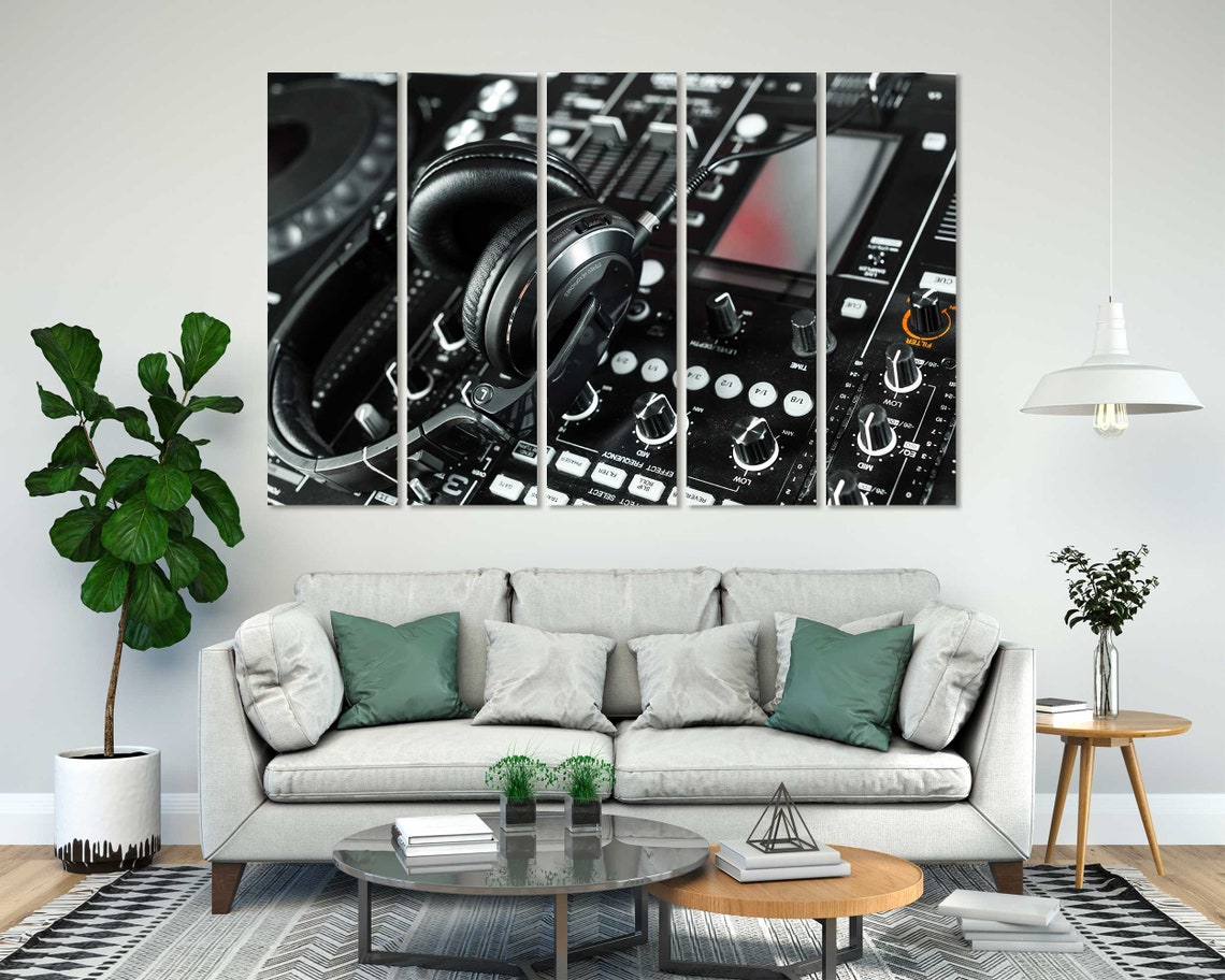 DJ Mixer Console With Headphones Music Studio Equipment Wall Art - Image 7