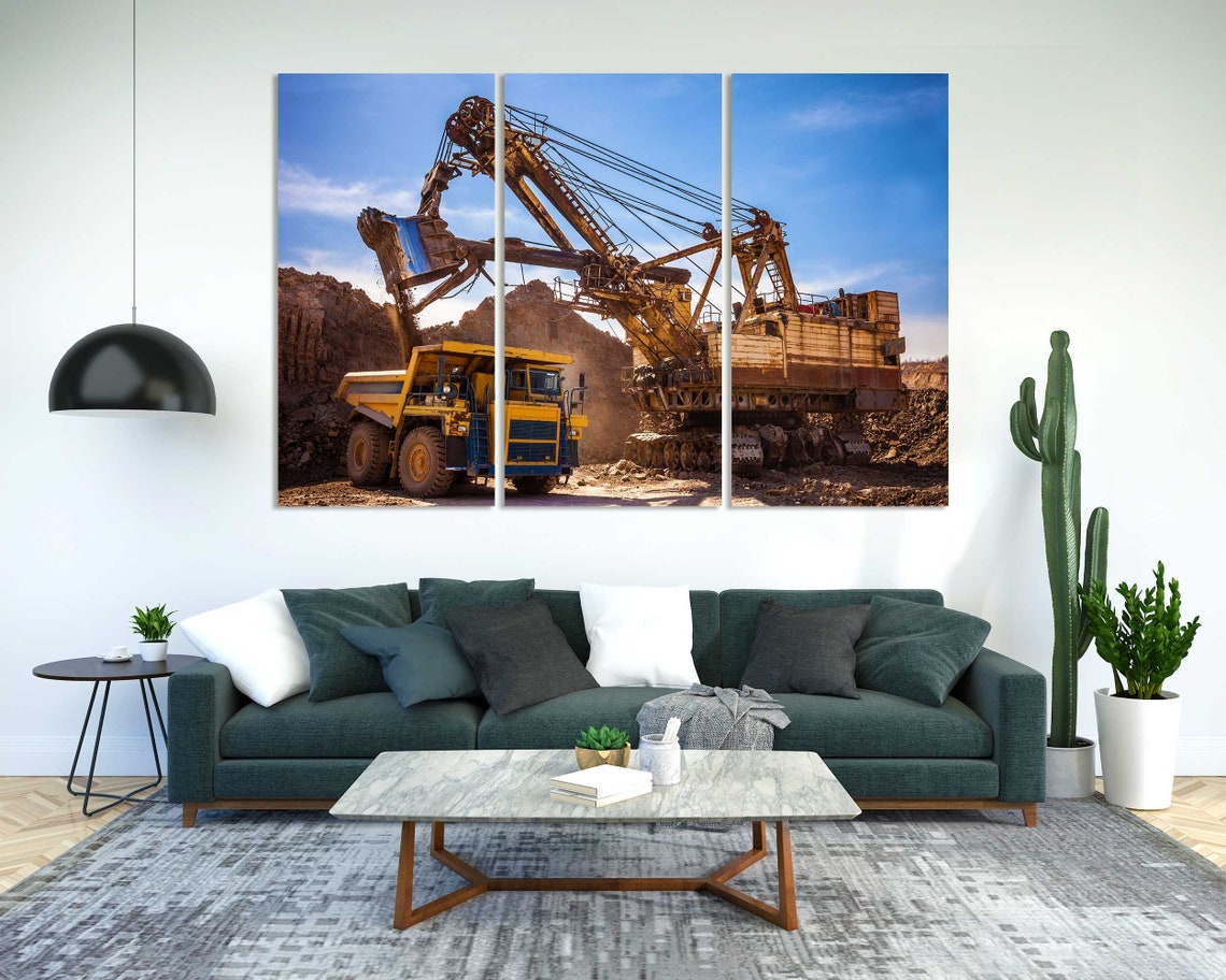 Giant Mining Excavator Loading Dump Truck Open Pit Five Panel Poster - Image 2