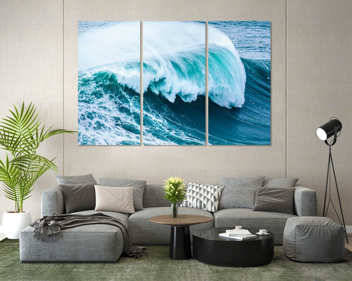 Giant Turquoise Ocean Wave Curling Surf Barrel Seascape Wall Poster - Image 7