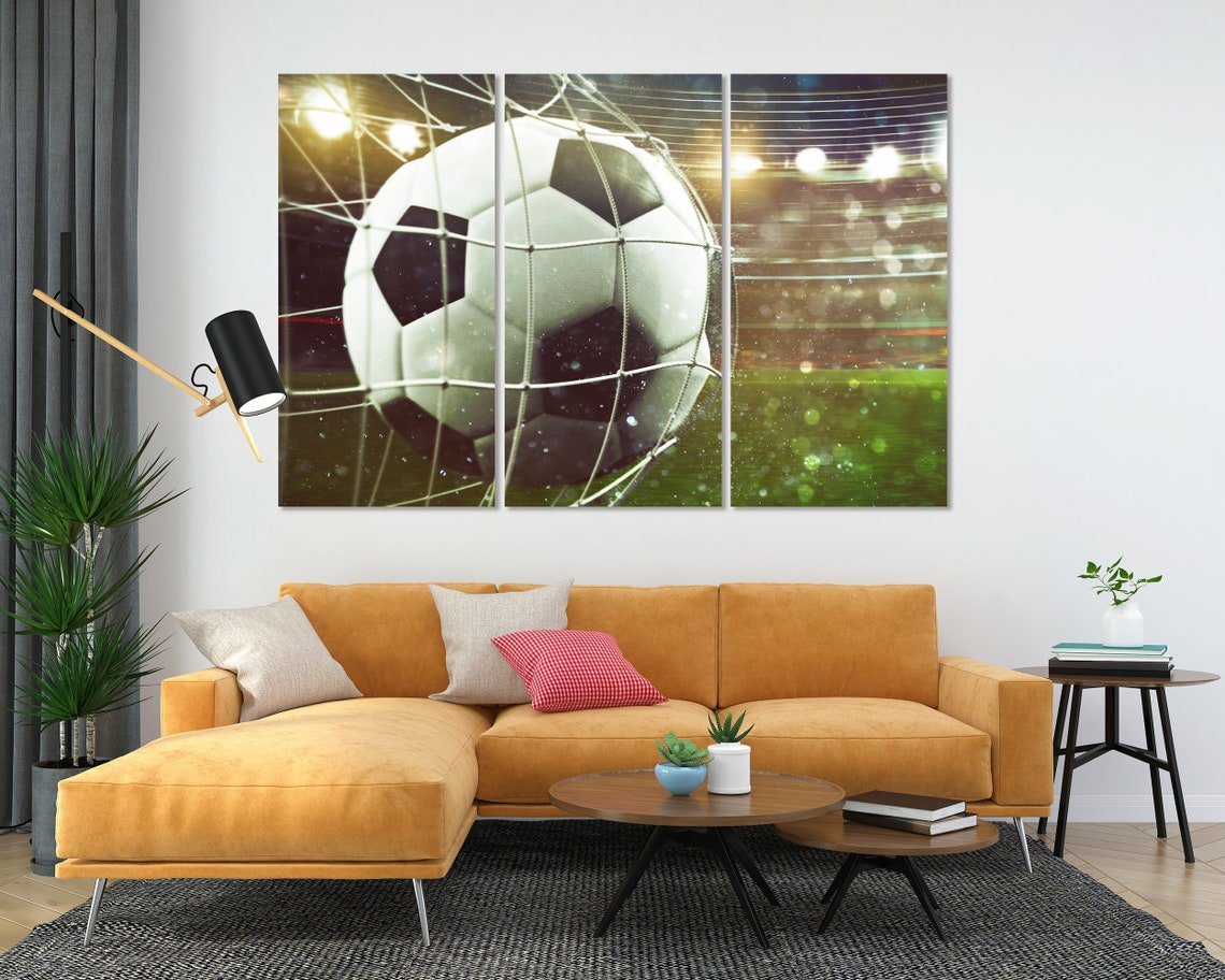 Soccer Ball Hitting Goal Net Stadium Lights Action Wall Poster - Image 5