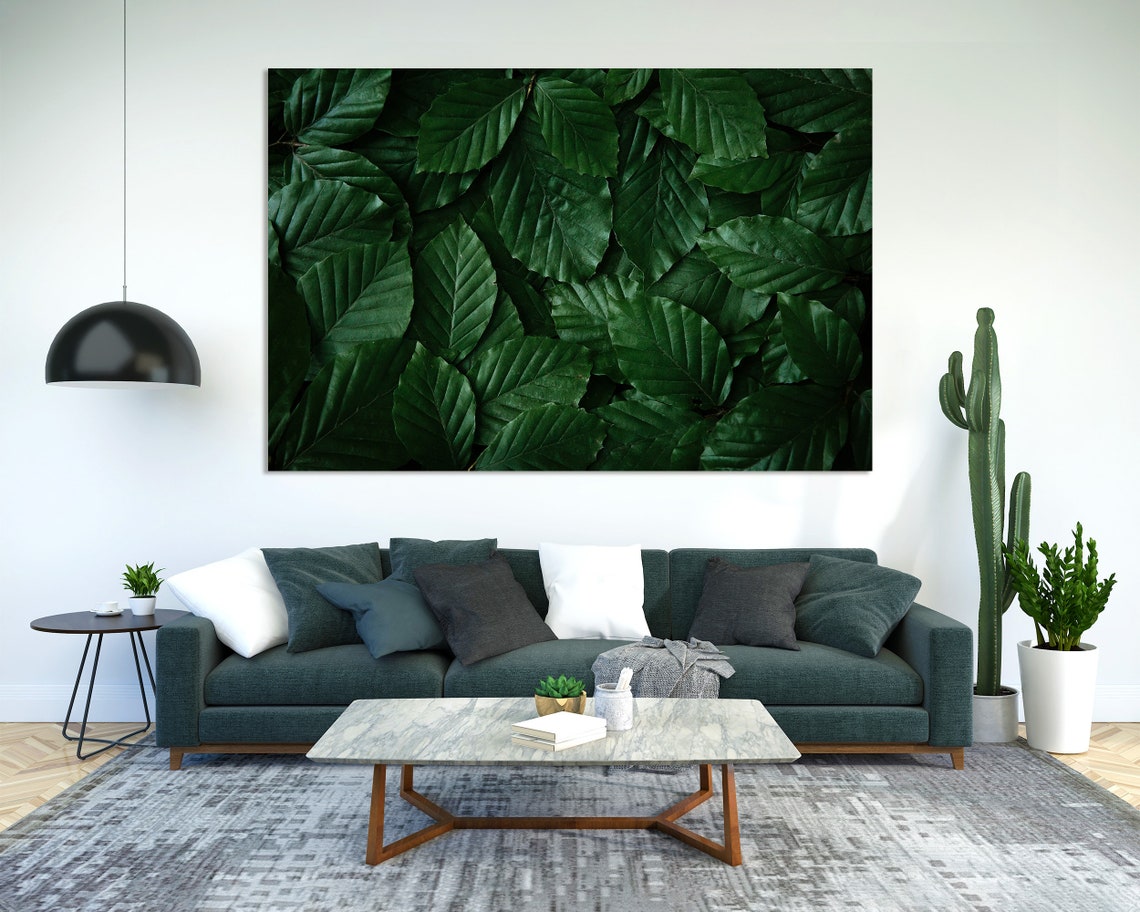 Large Green Leaves Close Up Fresh Botanical Leaf Pattern Poster - Image 2