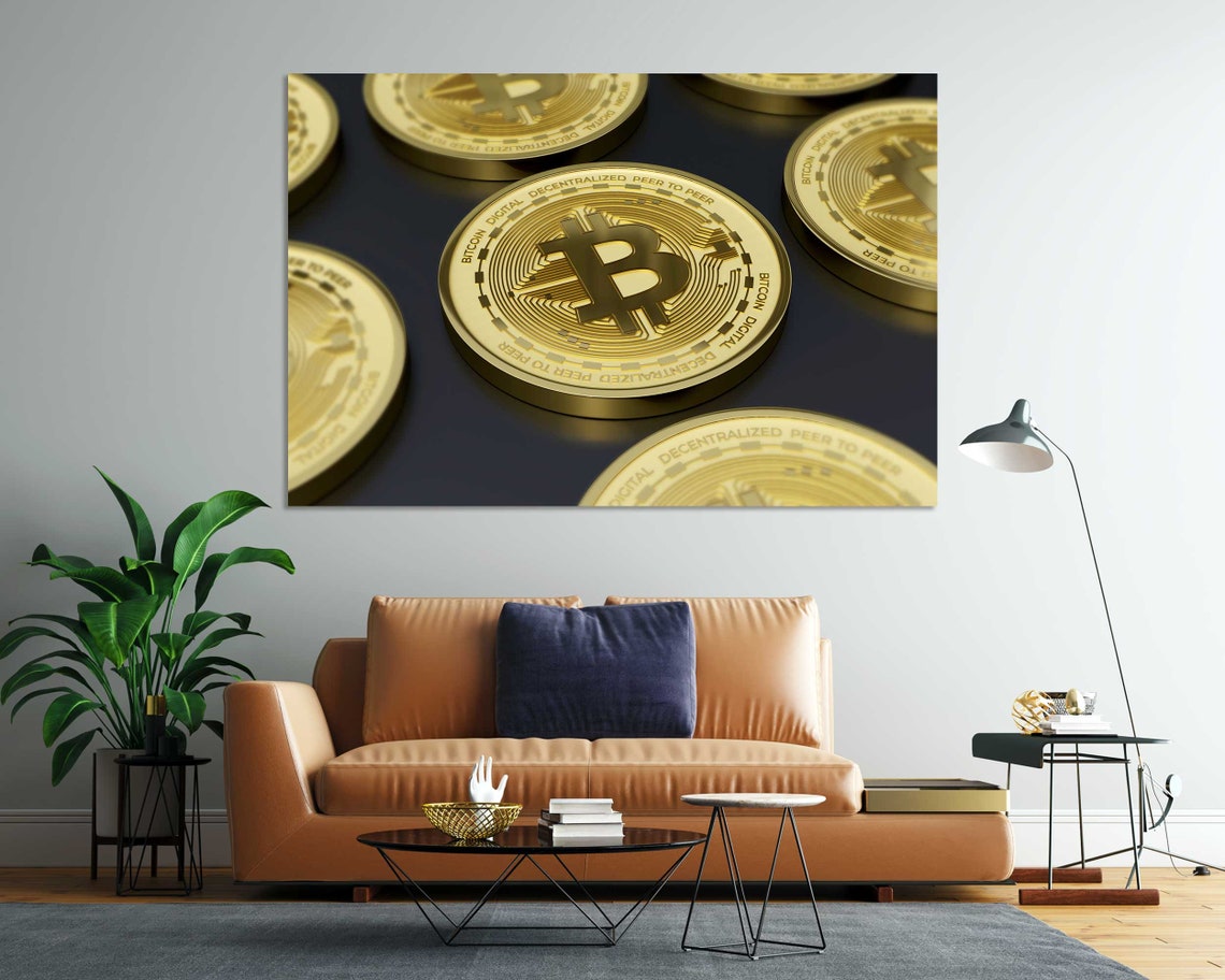 Golden Bitcoin Coins Close Up Cryptocurrency Digital Money Art Poster - Image 7