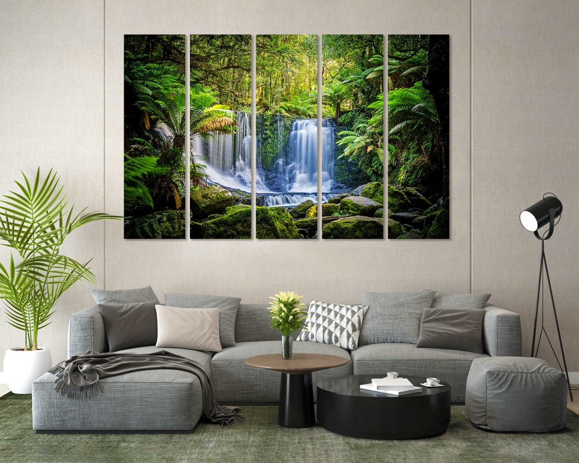 Tasmanian Rainforest Horseshoe Curtain Waterfall Moss Rocks Poster - Image 7