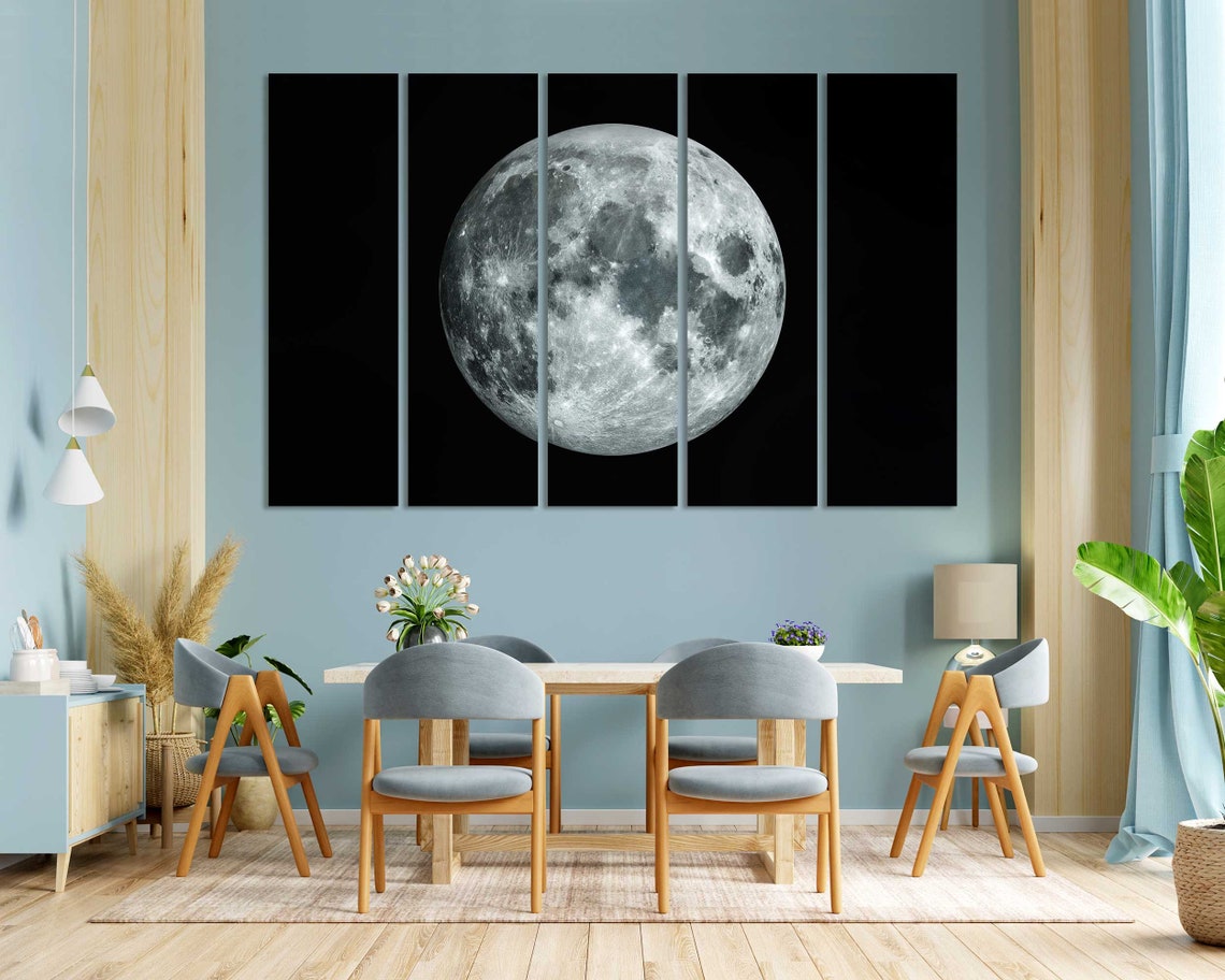 Full Moon Close Up Crater Detail Night Sky Lunar Surface Art Poster - Image 3