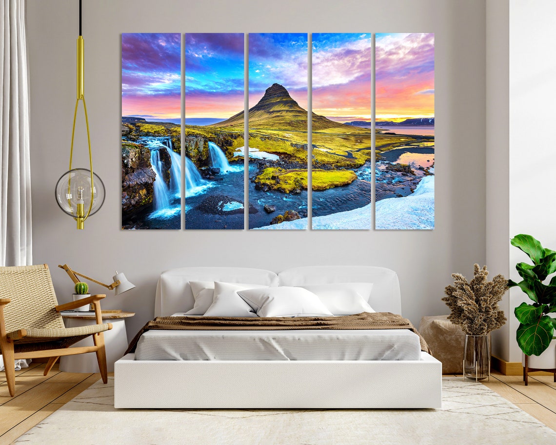 Iceland Kirkjufell Mountain Sunrise with Waterfall Colorful Sky Poster - Image 8