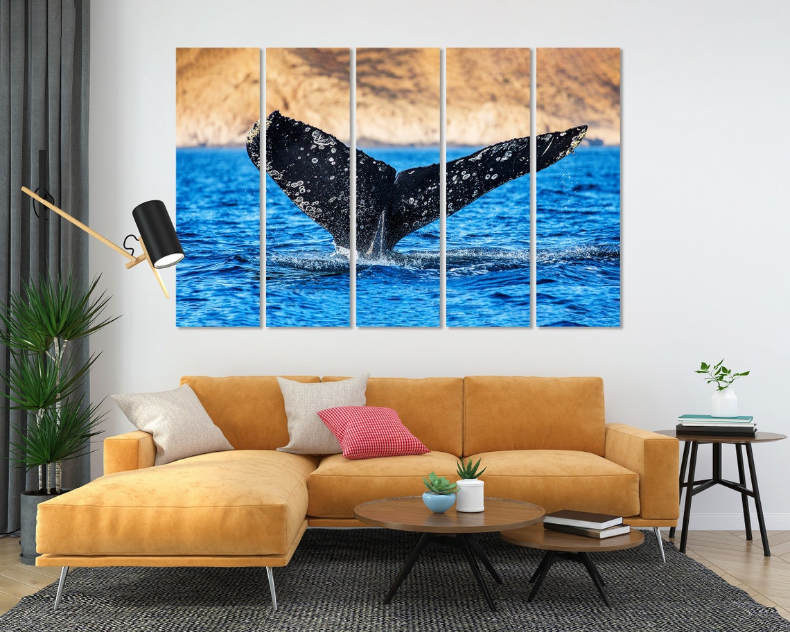 Humpback Whale Tail Flukes Breaching Blue Ocean Waves Wildlife Poster - Image 5