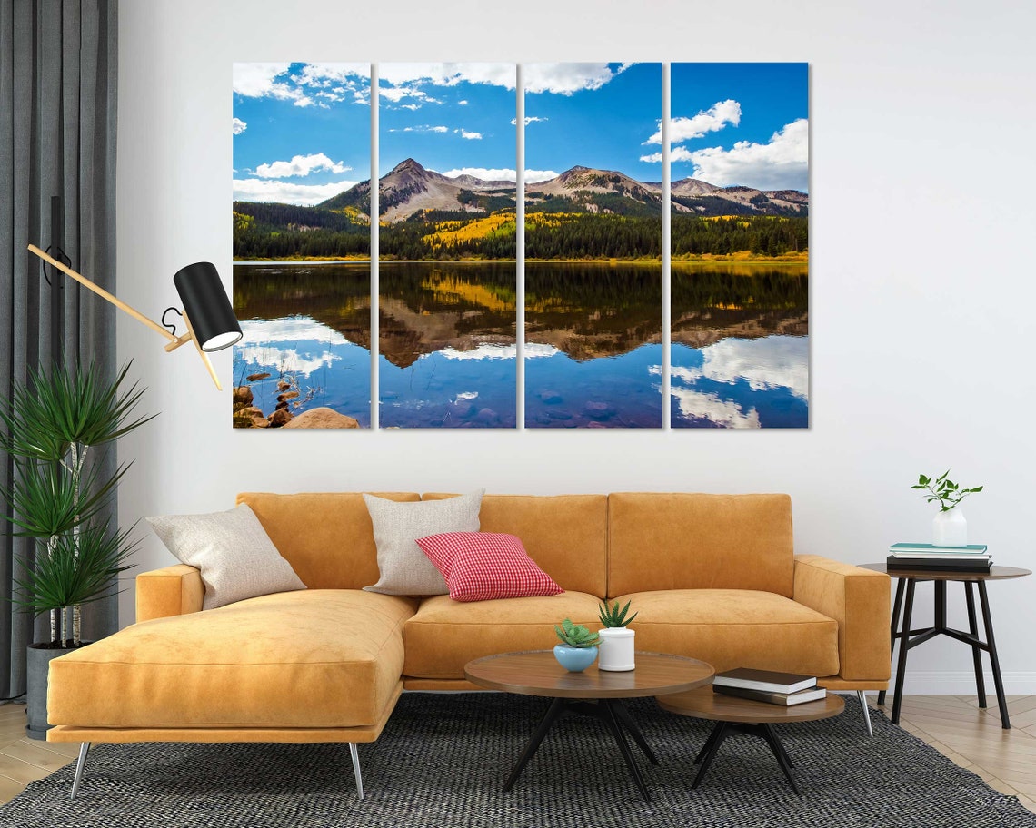 Colorado Autumn Mountain Lake With Mirror Reflection Blue Sky Poster - Image 5