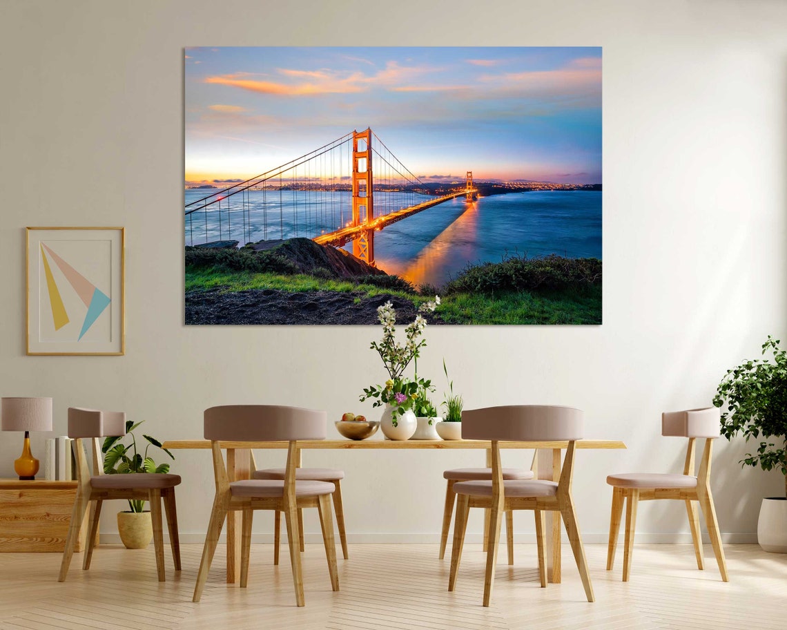 Golden Gate Bridge San Francisco Sunset Twilight Glow Travel Poster