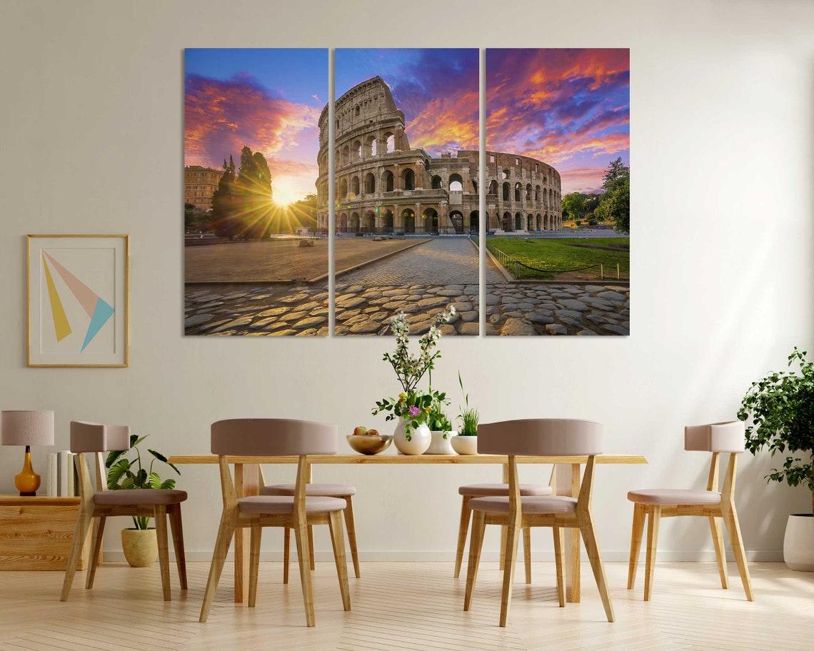 Colosseum Rome Italy At Sunrise With Dramatic Colorful Sky Poster - Image 6