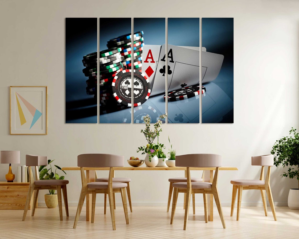 Poker Aces and Stacked Chips Casino Night Game Room Wall Art Print - Image 5