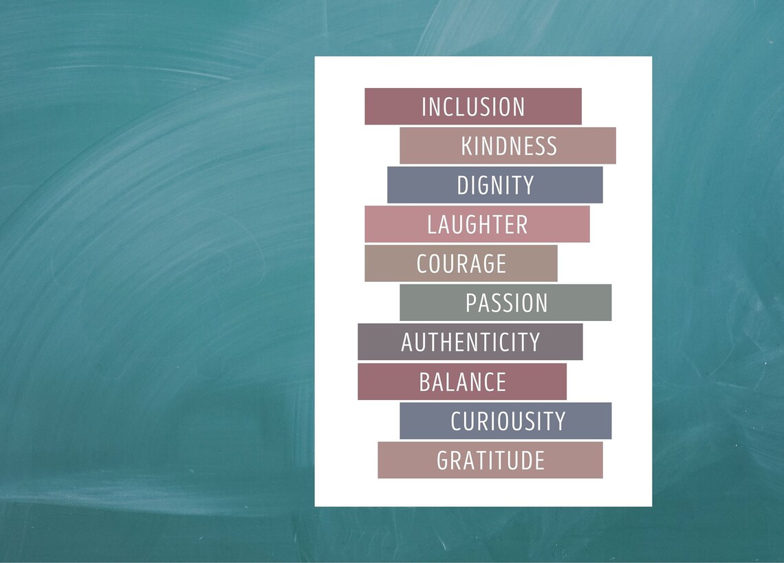 Classroom Values Book Stack Poster, Boho Aesthetic - Image 3