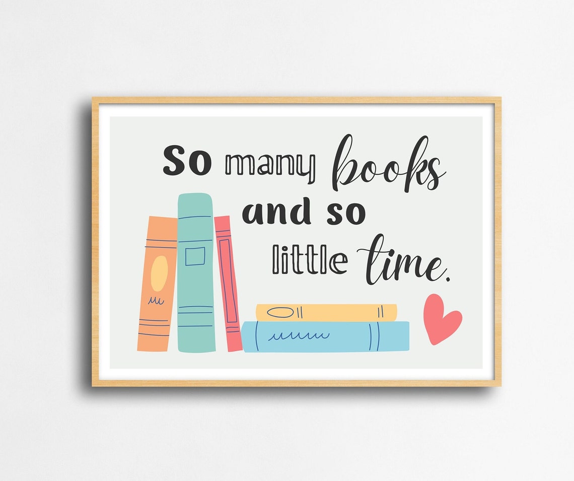 So Many Books So Little Time Reading Quote Book Stack Poster