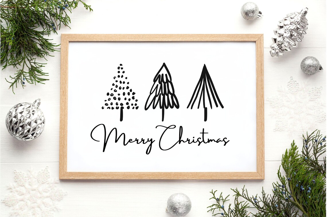 Merry Christmas Trees Minimal Scandi Holiday Poster - Image 2