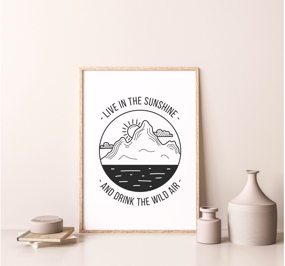 Live in the Sunshine Rustic Mountain Badge Adventure Quote Poster - Image 5