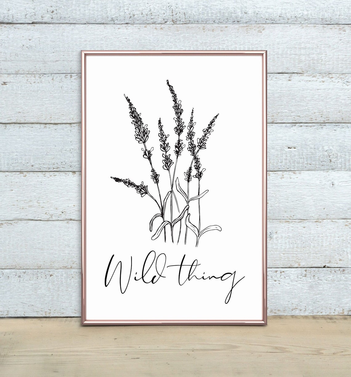Wild Thing Lavender Botanical Line Art Script Wall Decor Poster - Image 3