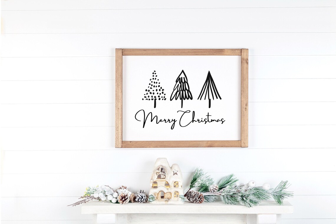 Merry Christmas Trees Minimal Scandi Holiday Poster - Image 3